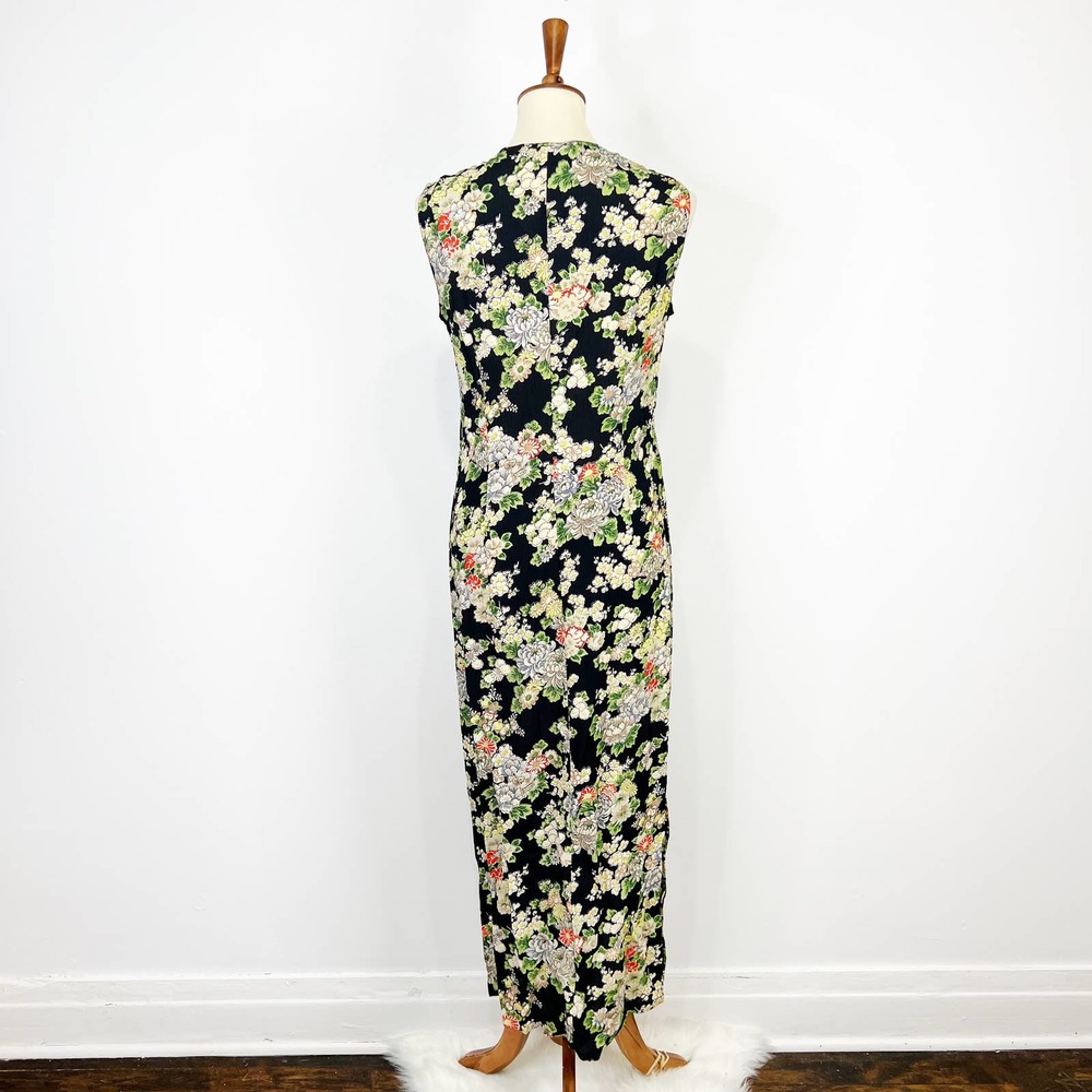 Vintage 90s French Connection maxi dress Chrysanthemum boho dark floral Size 8 - Picture 4 of 9